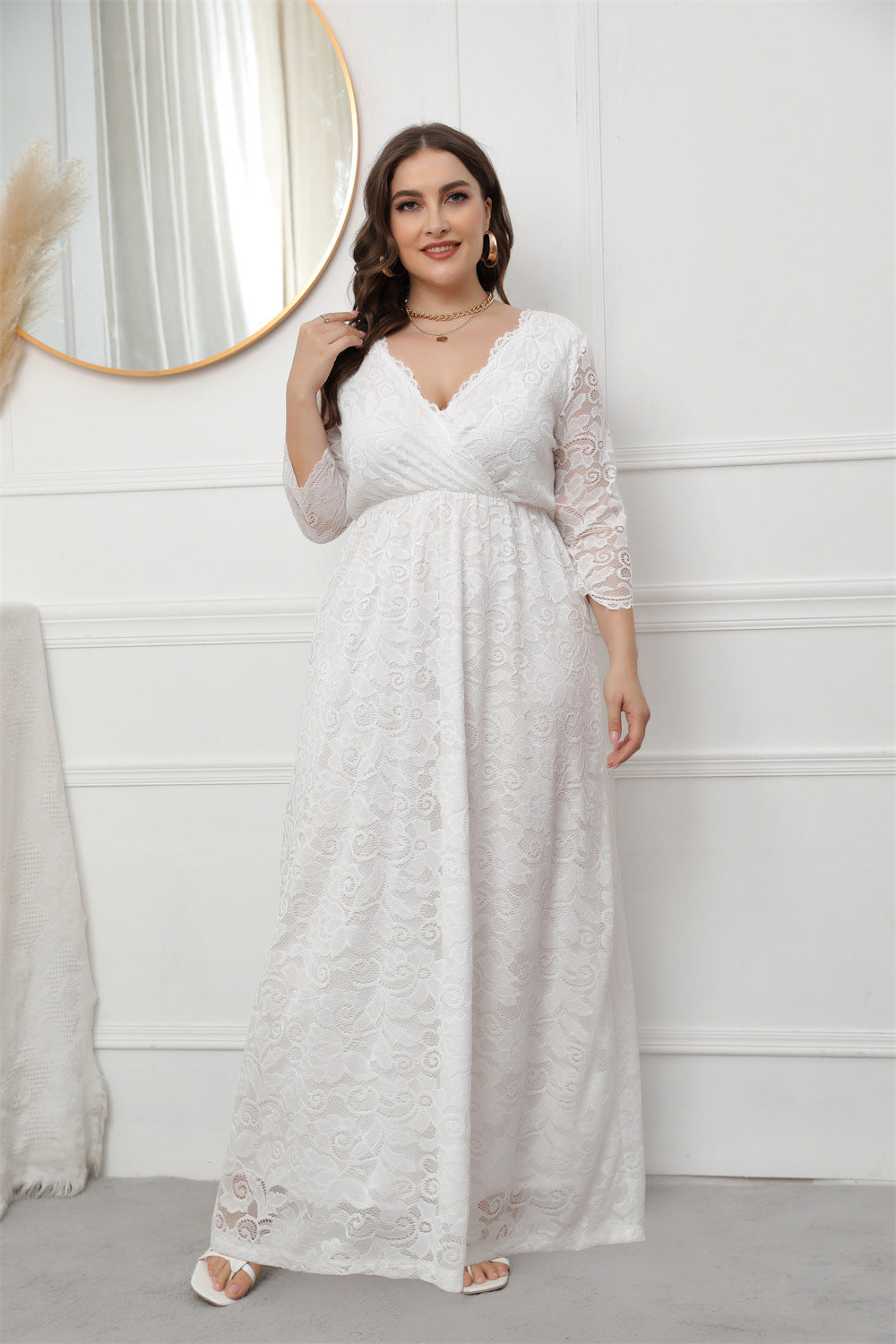 Women's Bridesmaid Dress Elegant Lace Gown Dresses