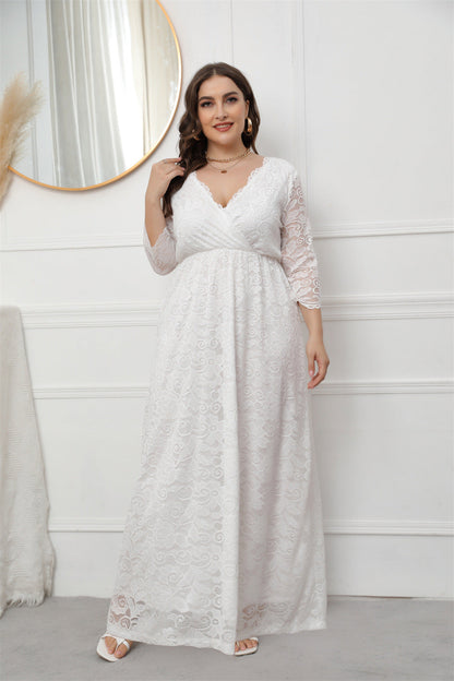 Women's Bridesmaid Dress Elegant Lace Gown Dresses