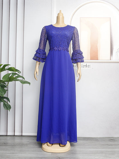 Women's African Wear Lace Chiffon Dress Plus Size