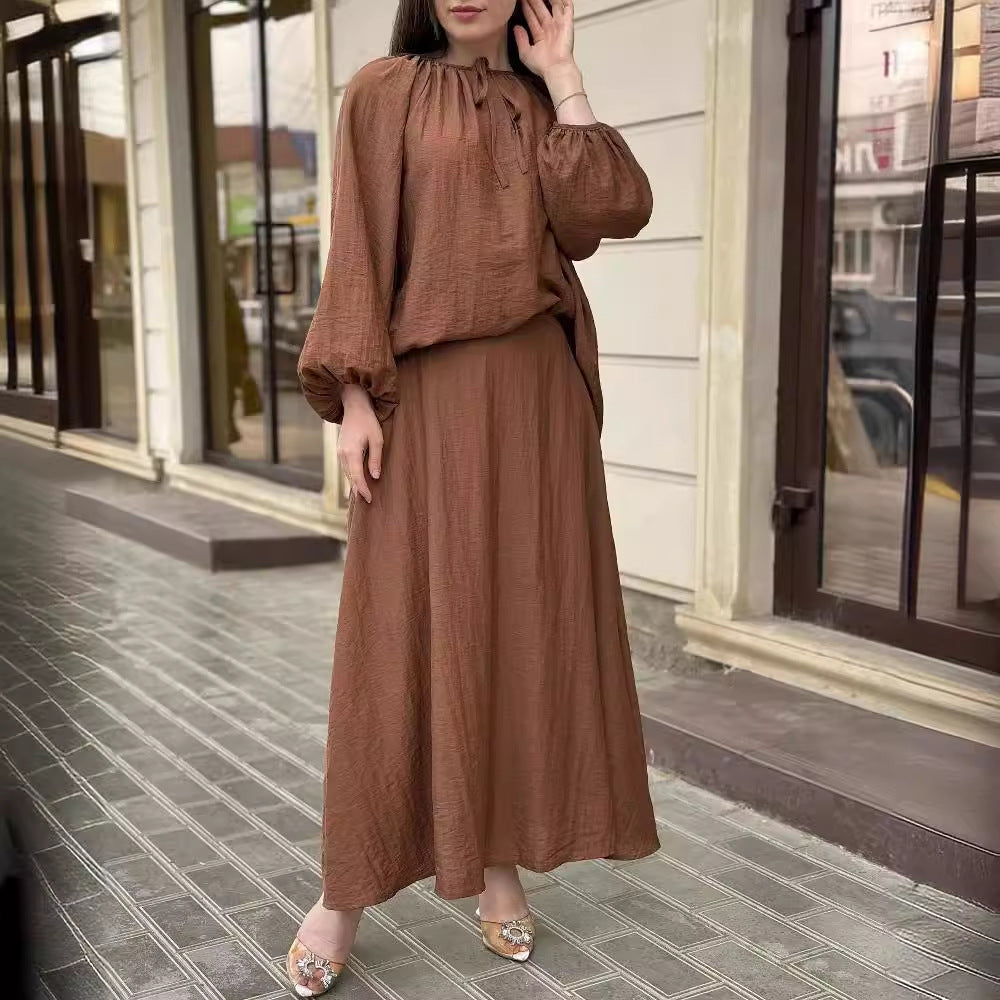 Women's Spring Muslim Style Puff Sleeve Loose Suits