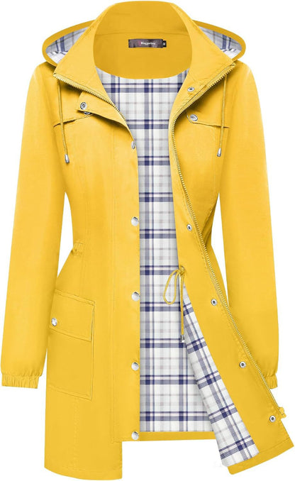 Women's Casual Fashion Plaid Long Sleeve Anorak Coats