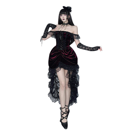 Dark Stitching Trailing Dress Gothic Style Dresses