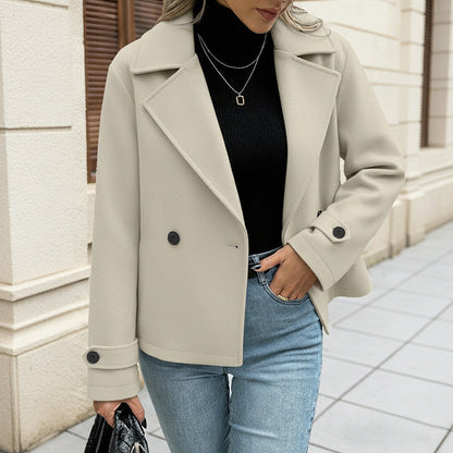 Casual Simplicity Style Double Breasted Solid Coats