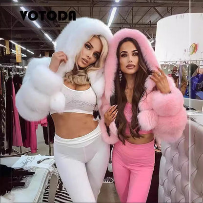 Creative Glamorous Imitation Fur Overcoat Fashion Coats