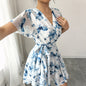 Women's Casual Holiday Floral Print Sleeve Cake Skirts