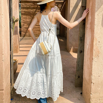 Women's Suspender Dress Hollow Embroidered Long South Dresses