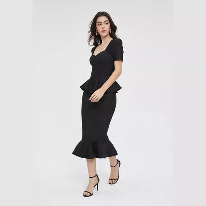 Women's Elegant Sleeve Ruffles High Waist Dress Dresses