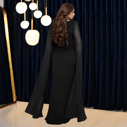 Women's Fashion Wear Elegant Rhinestone Long-sleeved Dress Dresses