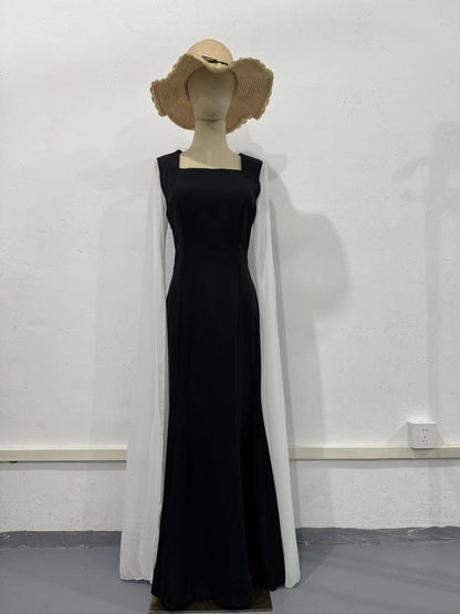 Women's Autumn Batwing Sleeve Hepburn Style Black Dresses