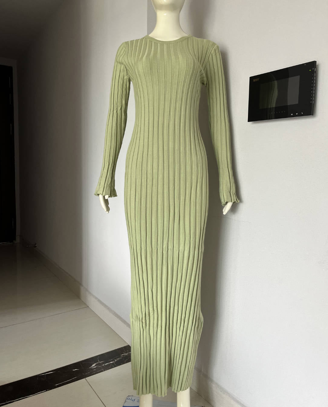 Women's Knitted Dress Casual Waist Tight Round Dresses