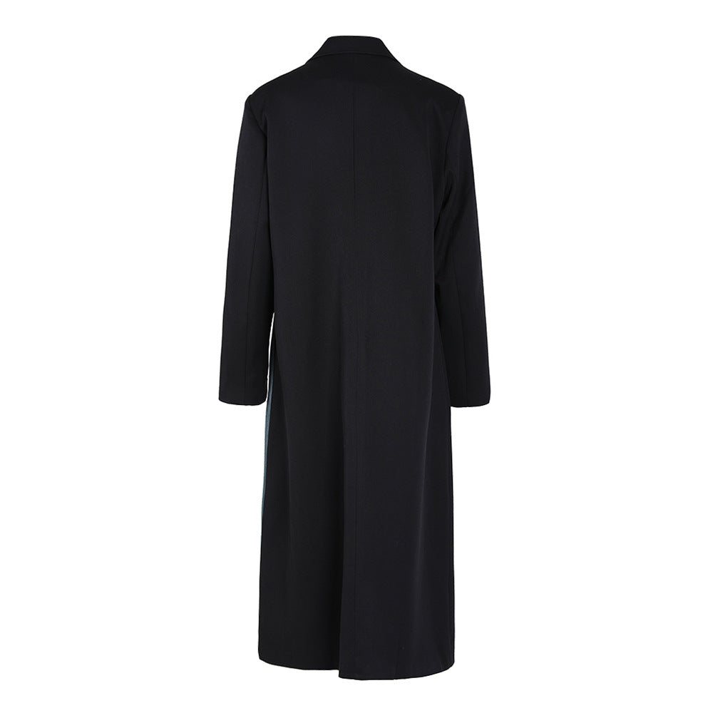 Women's Contrast Patchwork Overcoat Spring Vintage Collar Coats