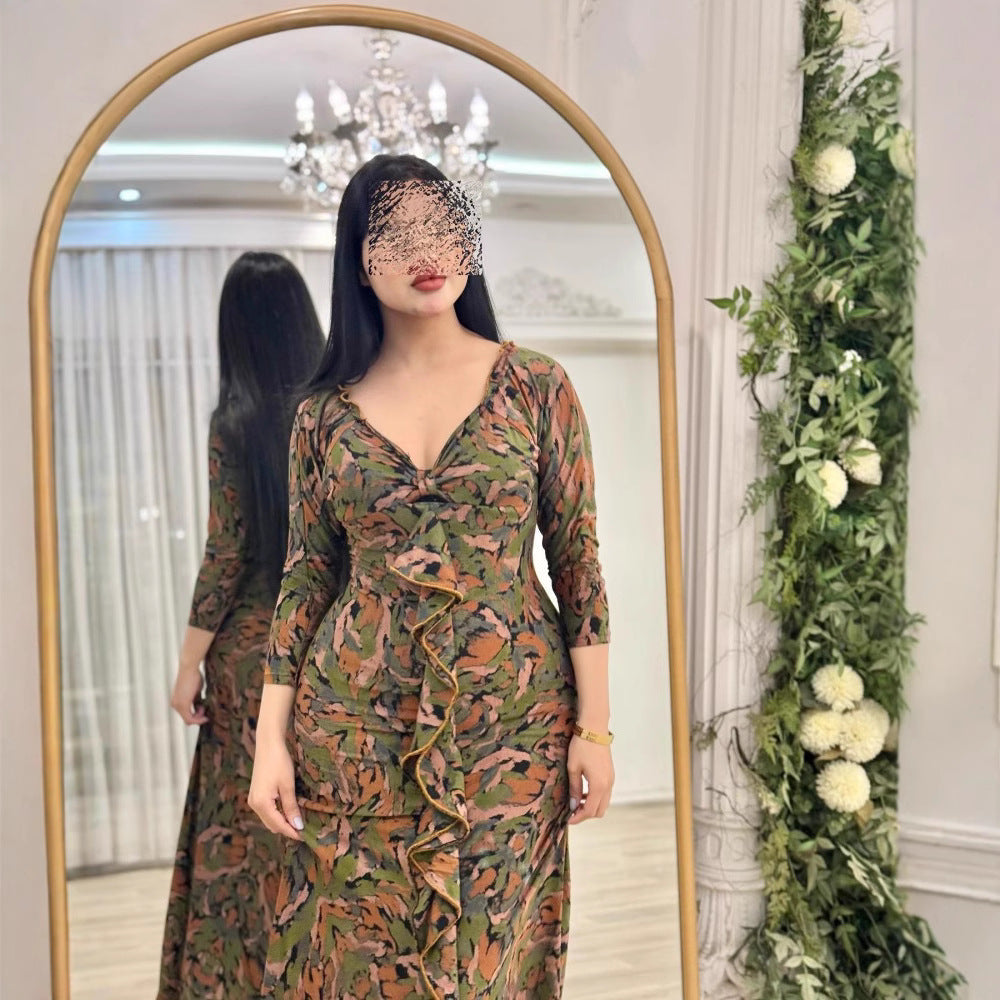 Women's Clothes Chiffon Floral Printed Sexy Dress Dresses