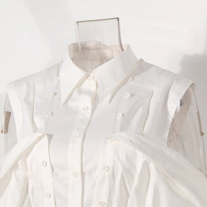 Women's Fishbone Shirt For Niche Design Waist Blouses