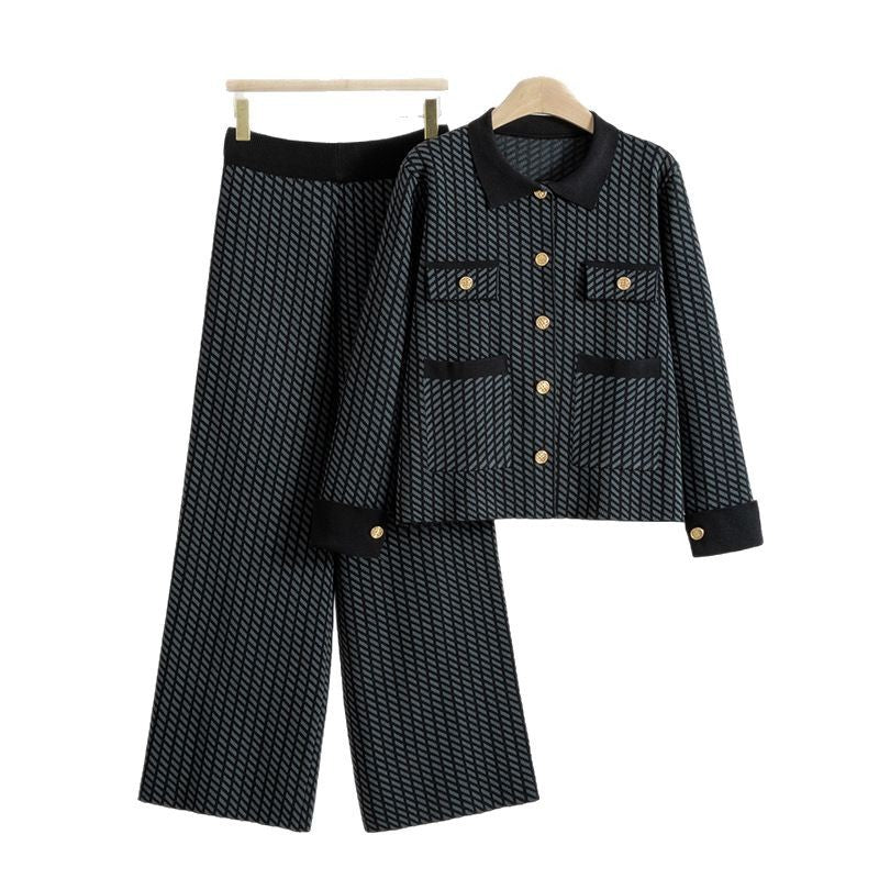 Women's European Goods Casual Fashion Two-piece Collar Suits