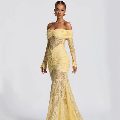 Sexy Cutout Long-sleeved Fishtail Long Dress Dresses