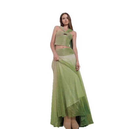 Sexy Halter Hollow Ribbon Exposed Navel Suits