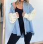 Women's Loose Stitching Sleeve Denim Woolen Jackets