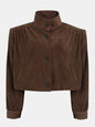 Attractive Pleated Suede Padded Shoulder Pilot Coats