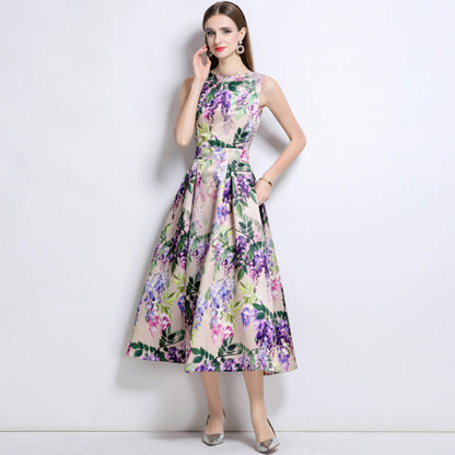 Women's Elegance Sleeveless Dress Summer High-grade Printed Dresses