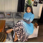 Women's Spring Pleated Print Corn Long Sleeve Suits