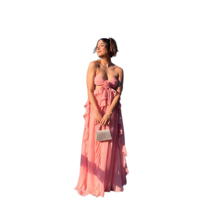 Ruffled Tube Holiday Long Chiffon Fairy Tops