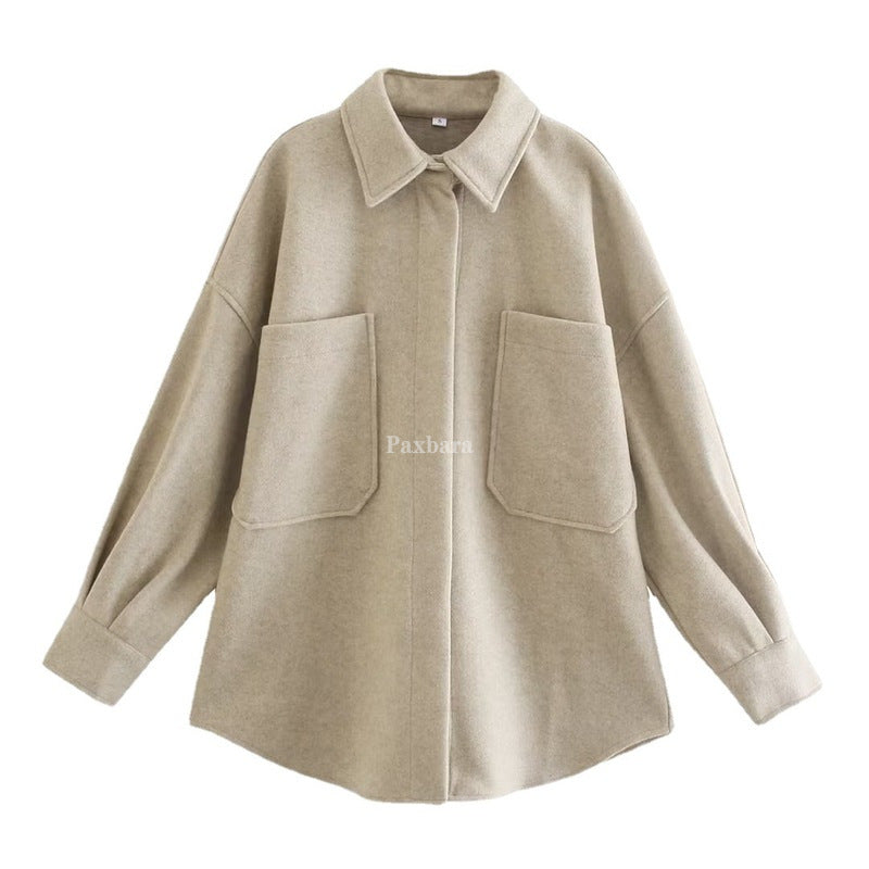 Gothic Autumn Woolen Shirt Dark Green Coats