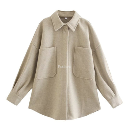 Gothic Autumn Woolen Shirt Dark Green Coats