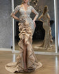 Women's Sexy Gold Long Sleeve Banquet Dress Wedding Dresses