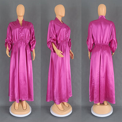 Women's Temperament Commute Satin Dress High Waist Dresses