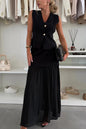 Women's Elegant Slim Knit Tulle Stitching Ruffle Suits