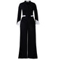 Women's Large Fashion Bell Sleeve Pleated Wide Leg Suits