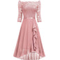 Women's Mid-length Dress Sexy Lace Chiffon Dresses