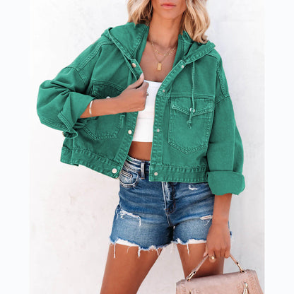 Denim Female Street Hipster Hoodie With Jackets