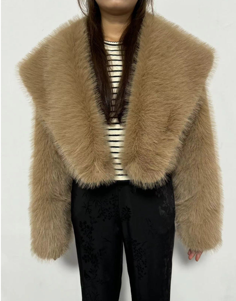 Women's Imitation Fur Fashionable Long Sleeve Coats