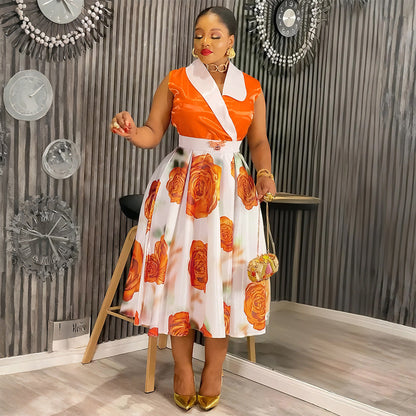 Women's African Retro Sleeveless Summer Sexy Print Dresses