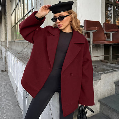 Women's Atmosphere Woolen High-grade Collar Long Sleeve Coats