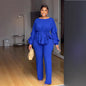 Women's Graceful Lace Drawstring Long Sleeve Trousers Suits