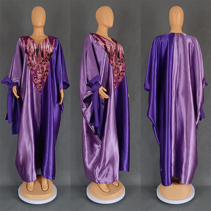 African Ethnic Style Loose Long Robe With Headscarf Dresses