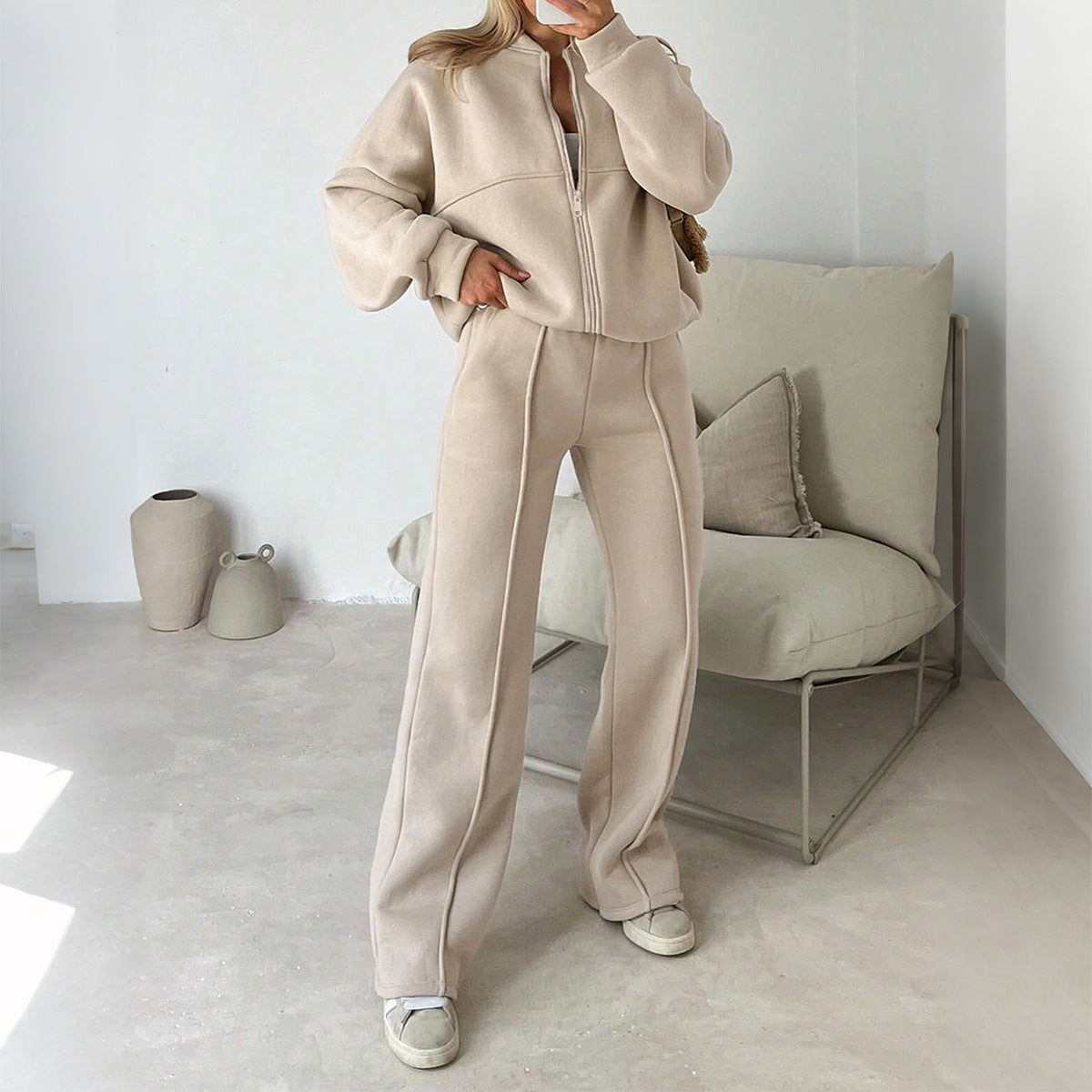 Women's Sports Style Long-sleeved Solid Color Long Suits
