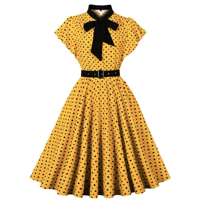 Women's Neck Slim Slimming Knee-length Dress Retro Dresses