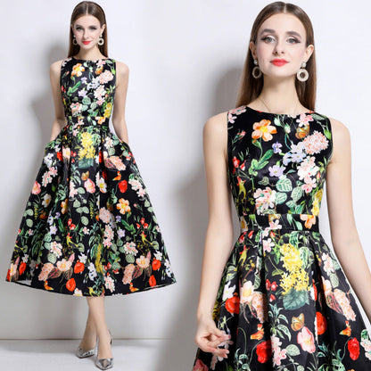 Women's Elegance Sleeveless Dress Summer High-grade Printed Dresses