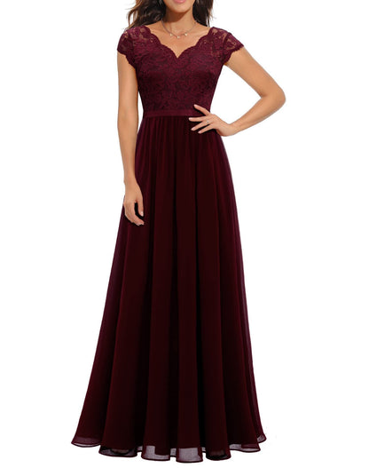 Classic Dress Lace Long Patchwork Noble Dresses