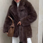 Women's Winter Thickened Faux Fur Mid-length Belt Fox Coats