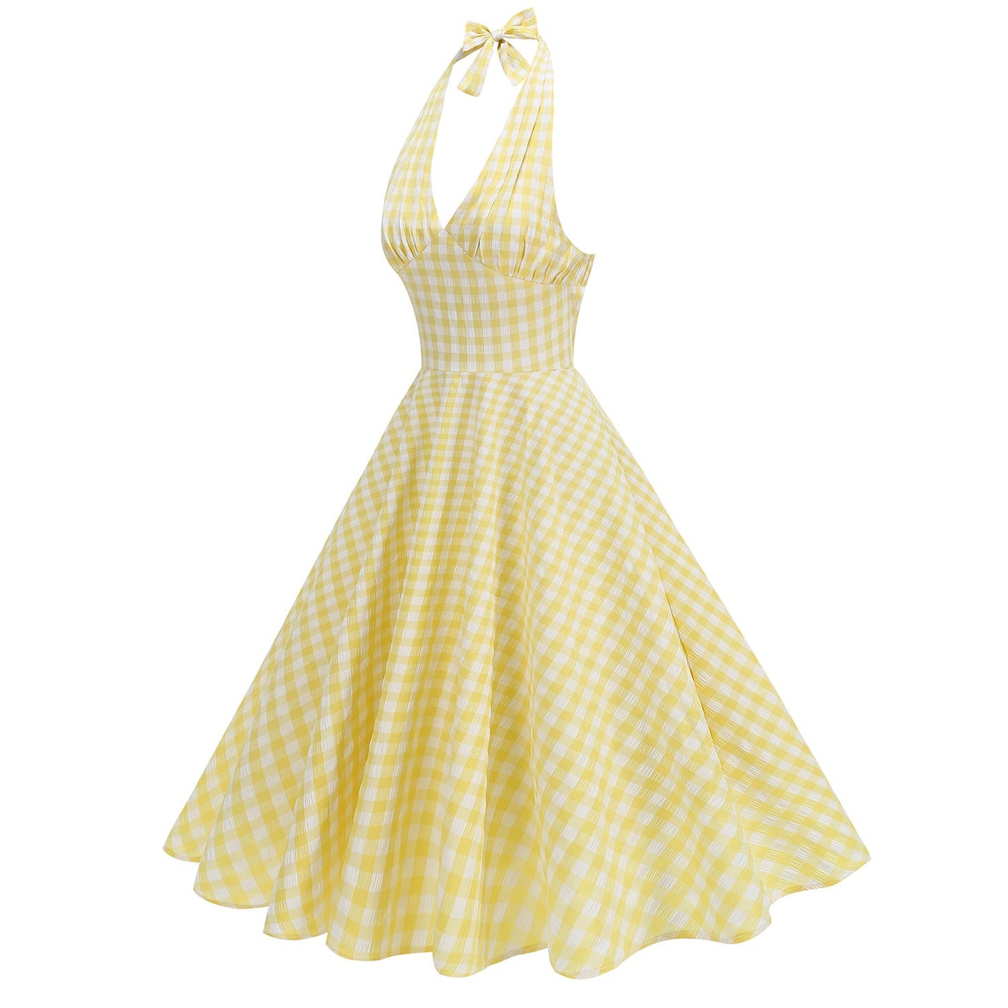Women's Elastic Hepburn Style High Waist Halter Dresses