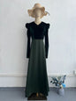 Fashion Elegant Veet Patchwork Intellectual Long Dresses