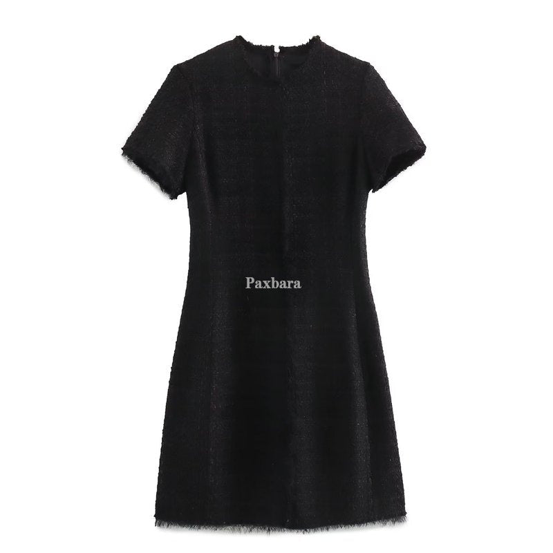 Women's Spring Young Round Neck Texture Classic Style Dresses