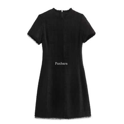 Women's Spring Young Round Neck Texture Classic Style Dresses