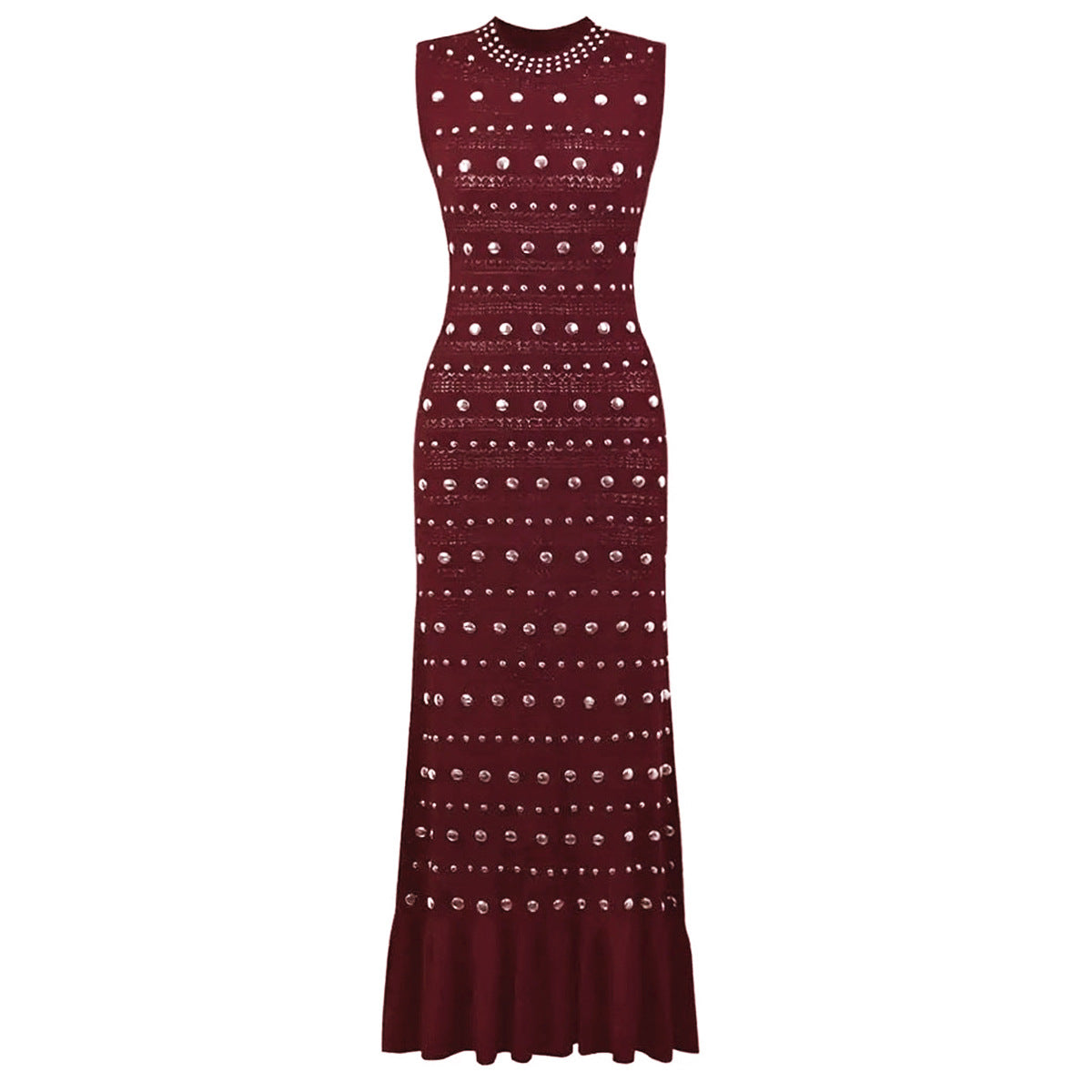 High Quality Summer Sleeveless Round Neck Rivet Dresses