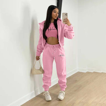 Women's Fashion Wear Brushed Hoody Hooded Leisure Suits