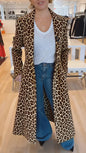Women's Lapel Leopard Print Casual Trench Commuting Coats